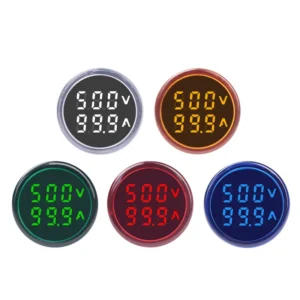 Round-LED-Dual-Display-AC-Amp-Volt-Ampermeter-Voltmeter-Ammeter-Digital-Voltage-Current-Ampere-Meter-Indicator